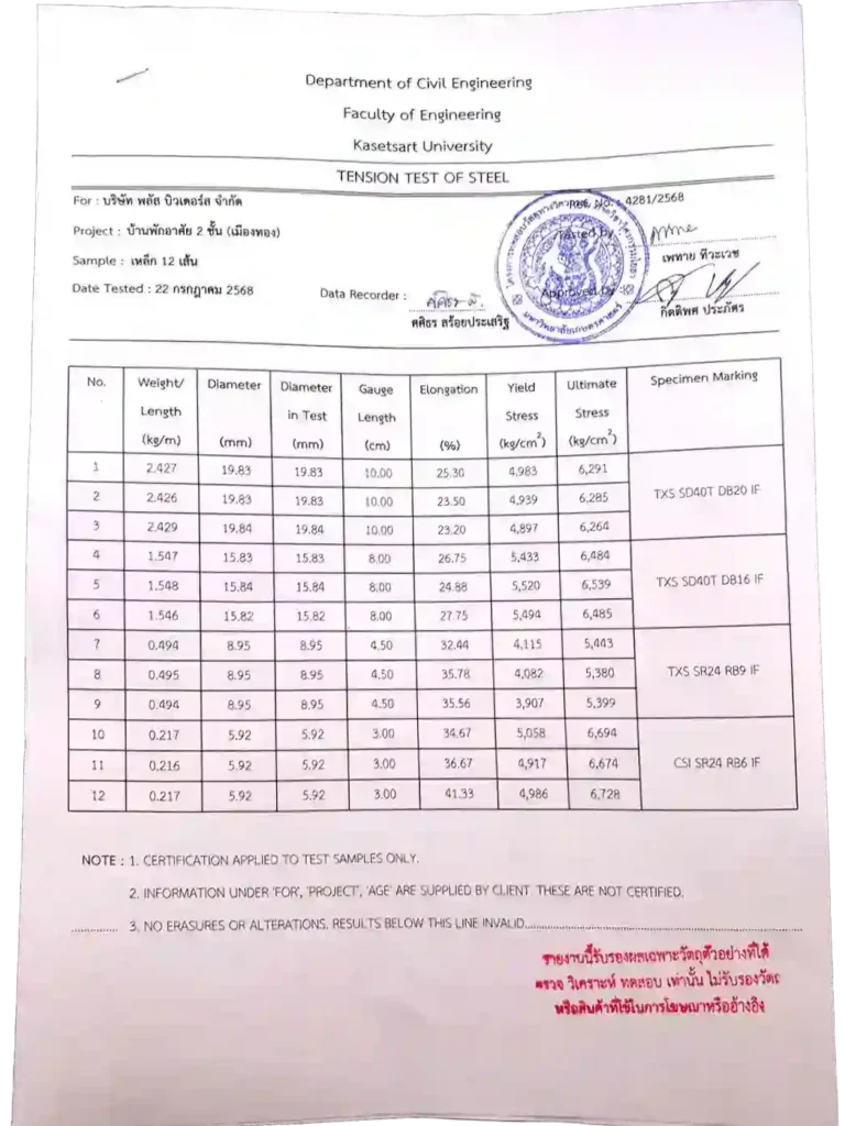 3 ใบรับรองเหล็กคุณภาพ